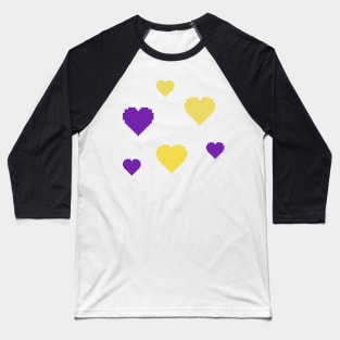 Intersex Pride Hearts Pixel Art Baseball T-Shirt